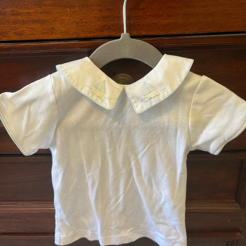 2 piece, jumper set (top w bloomers), 6mo, embroidered sailboats